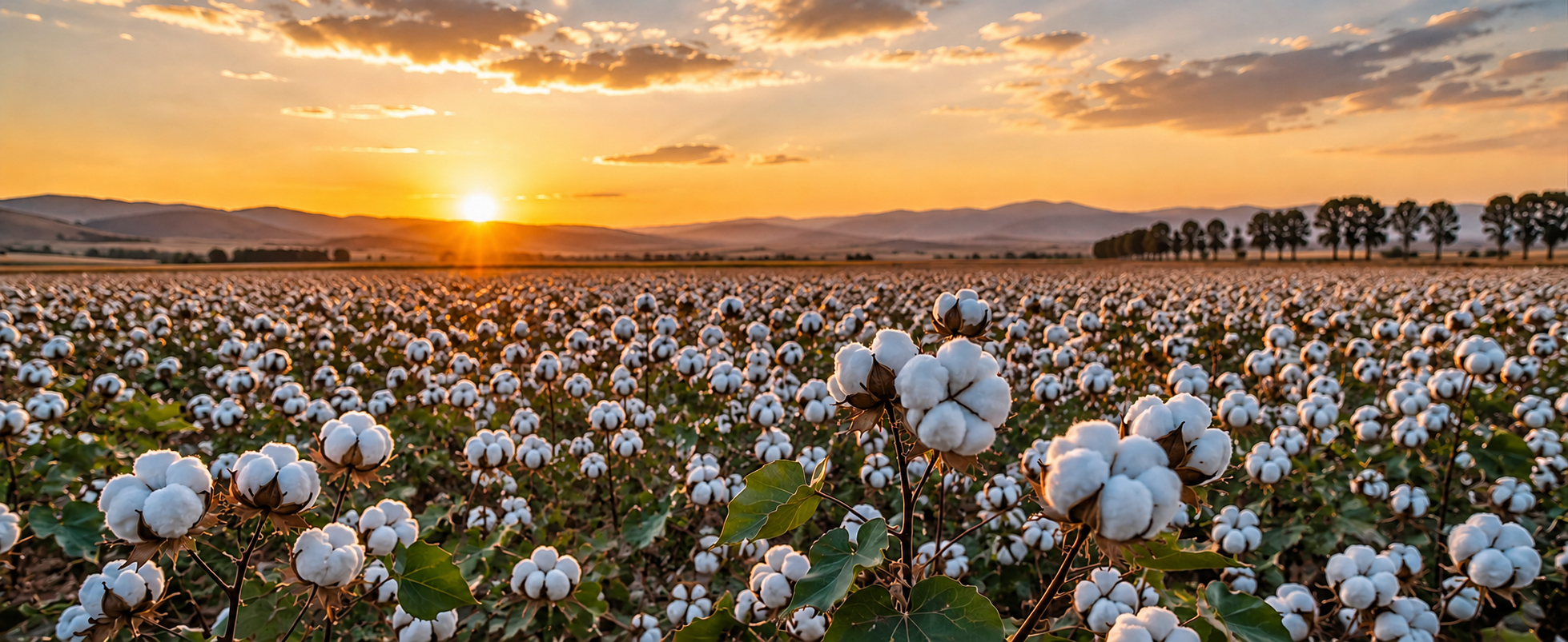 Farmer examining responsible cotton harvest in a field